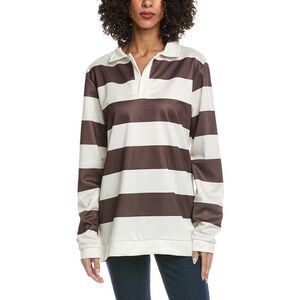 Madison Miles Womens Stripe Polo Shirt, White